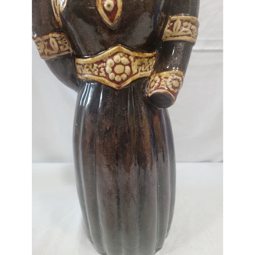 Vase Headless Dress Marked 75 19th Century Sparkle Brown Drip Glaze